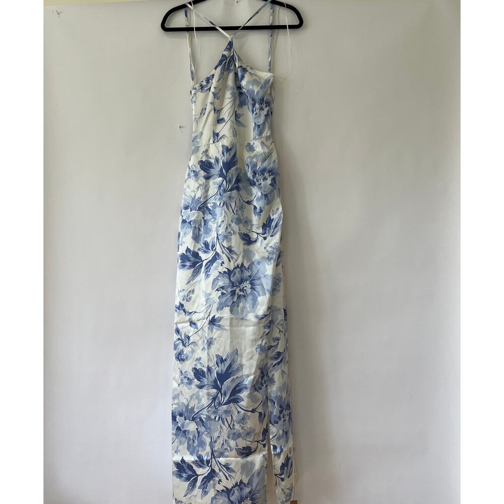 Reformation Myla Silk Maxi Dress Floral Meringue Blue White Size 8 NWT - Picture 5 of 12